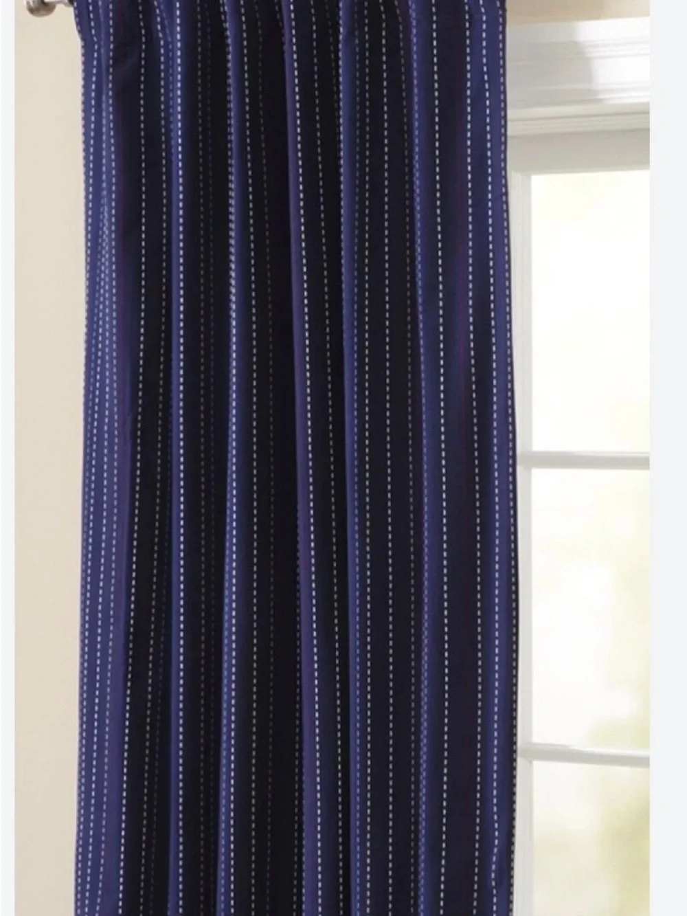 Pottery Barn Navy Blue Pinstripe Window Curtain Panels - 2 panels -Home Accents
